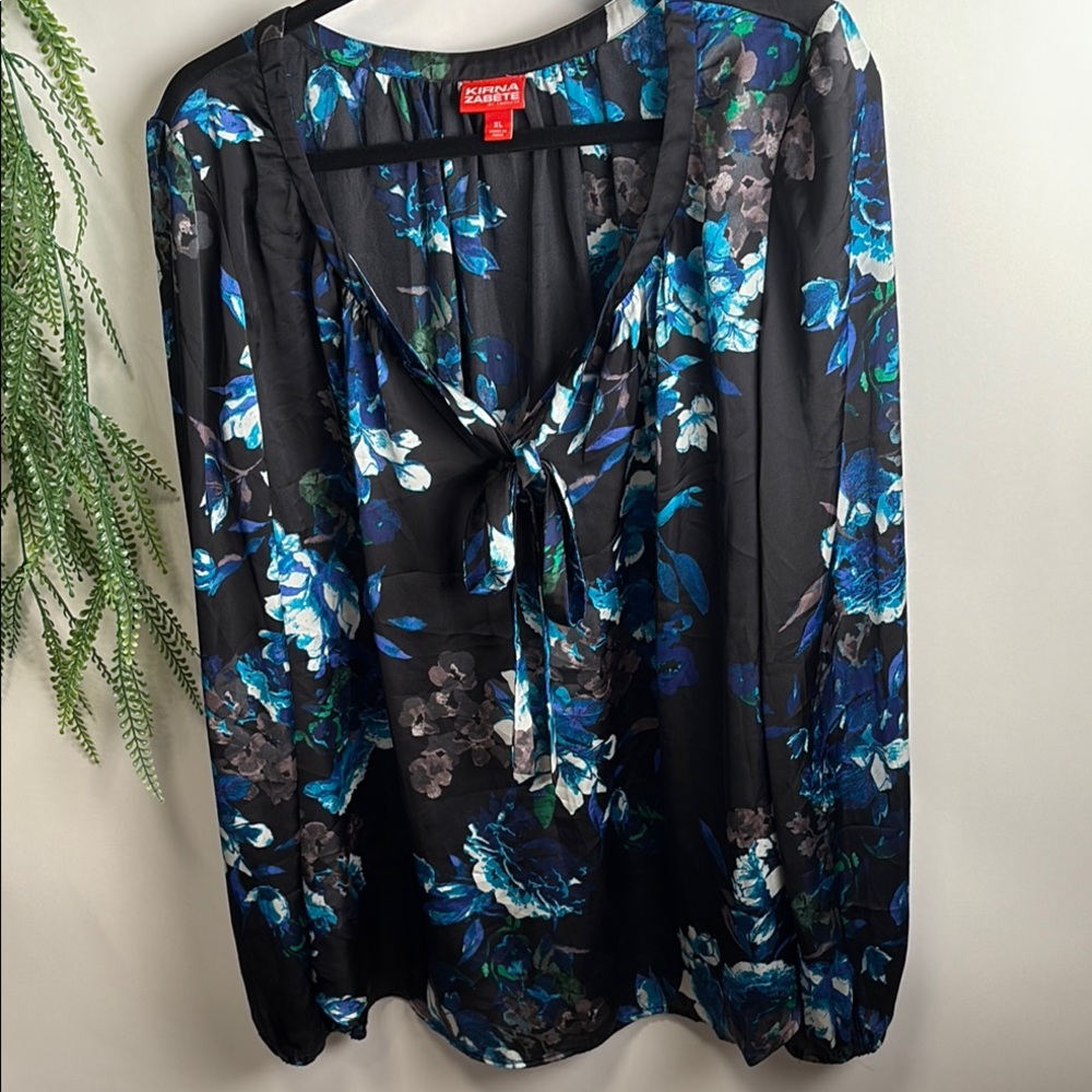 Kirna Zabete Black Tie Front Blouse
